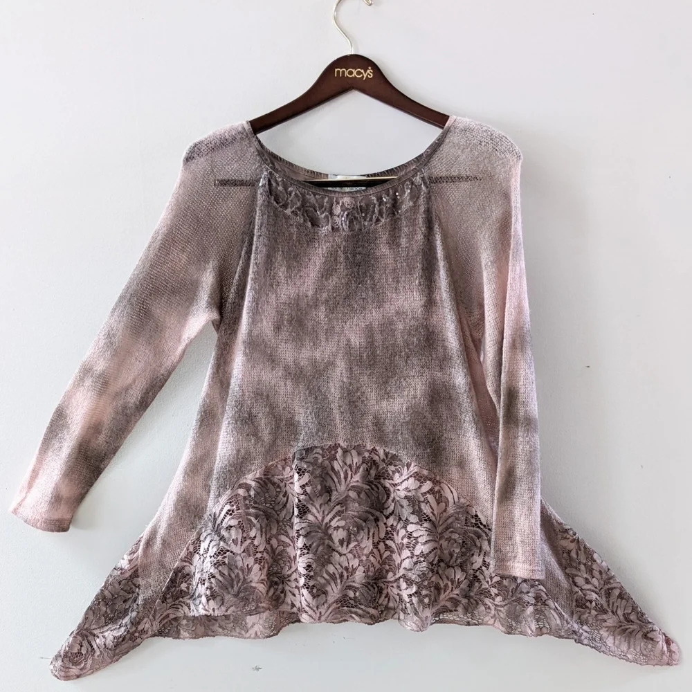 Belle France BoHo Fairycore Lace Knit Sweater Made in Italy